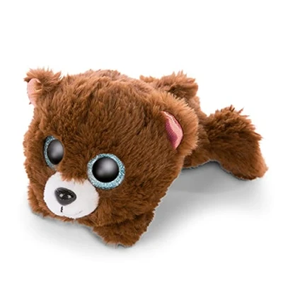 Image of NICI 46920 Original Glubschis Bear Mr Cuddle 15cm Lying Down Teddy with Big, Glittery Eyes Fluffy Soft Cuddly Toy Lovers, 15 cm