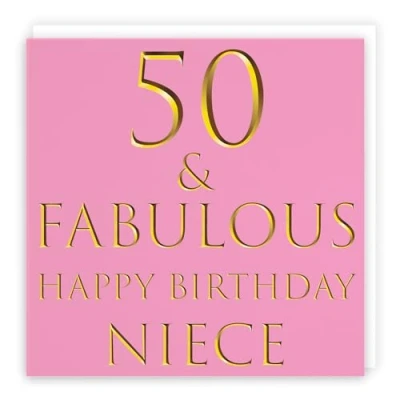 Image of Hunts England Large Niece 50th Birthday Card 50 &amp; Fabulous Happy Still Totally Collection 210 x mm Fun Age