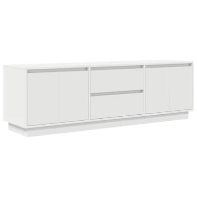 Image of vidaXL TV Cabinet/Media Console with LED Lights White Engineered Wood 160.5x41x50 cm Ample Storage, Modern Design