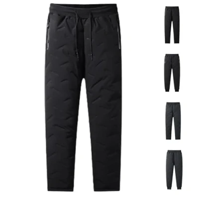 Image of QingxingFa Unisex Fleece Lined Joggers,Unisex Joggers with Pockets,Unisex Waterproof Pants (Black Straight Tube,XXL)