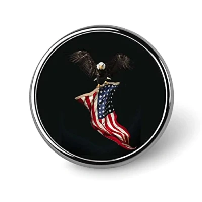 Image of American Flag Eagle Lapel Pin Round Badge Metal Brooch Art Decoration Jewelry Gift