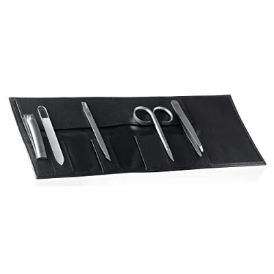 Image of Rubis Travel Manicure Set Deluxe Nail Scissors Classic, Clippers, Cuticle Pusher, File Glass and Eyebrow Tweezers Classic