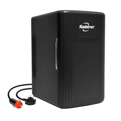 Image of Koolatron Retro Mini Fridge For Bedrooms 6L Small 8 Can Table Top 12v Portable Cooler Warmer Refrigerator Quiet Fridges Skincare Food Drinks Kids Home Car &amp; Travel Black