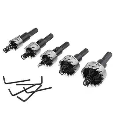 Image of OriGlam 5pcs 16 30MM HSS Drill Bit Hole Saw Set, Stainless High Speed Steel Alloy Cutter Tools Twist Bits for Cutting Steel/Brass/Metal Drilling Holes