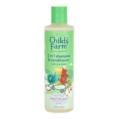 Image of Childs Farm 2 in 1 Hair Shampoo and Conditioner, Gentle Tear Free, Apple Pear Fragrance, Children, Kids, Baby, 250ml