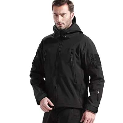 Image of FREE SOLDIER Mens Winter Waterproof Tactical Military Jackets Outdoor Softshell Jacket Fleece Lining Hunting Coat with Hood (Black,XXL)