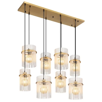 Image of Gorley Cluster Pendant Ceiling Light Gold Colours Matt Opal Glass Shade 8x E27