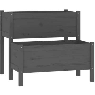 Image of vidaXL Planter Grey 84.5x84x75 cm Solid Wood Pine