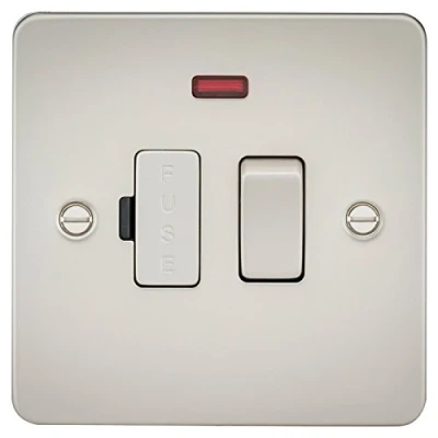 Image of KnightsBridge Flat Plate 13A switched fused spur unit with neon pearl