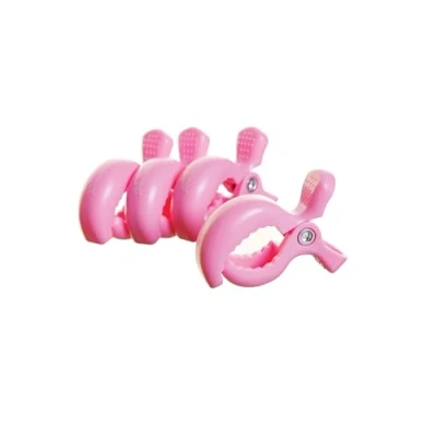 Image of Dreambaby Strollerbuddy Baby Stroller Pram Clips Strong &amp; Wide Grip Hold Pegs For Pushchairs blakets Shades 4 Pack Pink Model F2213