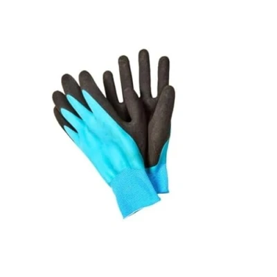 Image of Briers Advanced Waterproof Comfort Grips Hi Grip Protection Heavy Duty Gardening Gloves Blue/Grey Latex, 1 Pair Unisex (Medium)