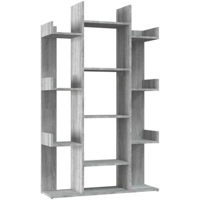 Image of vidaXL Book Cabinet Grey Sonoma 86x25.5x140 cm Engineered Wood