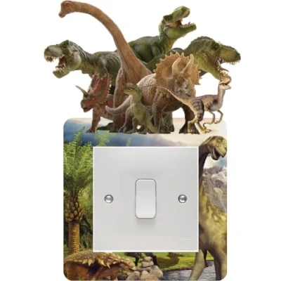 Image of Jurassic Dinosaurs Light Switch Surround Art Vinyl Wall Stickers Children&#039;s Bedroom