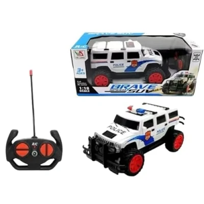 Image of PEBBLE HUG Remote Control Police Car Toy with Lights, Easy To Control, Durable And Sturdy, Endless Fun, Imaginative play, Off Road Adventures, motor skills, For Kids