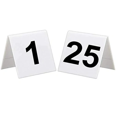 Image of BarBits 1 to 25 Plastic Table Numbers Set Flexible Wedding Restaurant Bars Cafe Signs