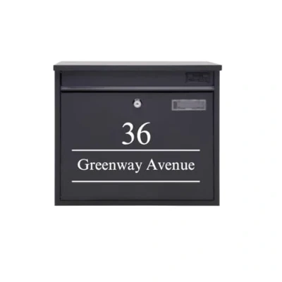 Image of Swale anthracite grey personalised postbox, letterbox
