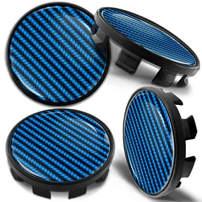 Image of Biomar Labs 4 x 68mm Wheel Centre Alloy Hub Center Caps Compatible with BMW 36136783536 Hubcaps Blue Carbon CBZ 8