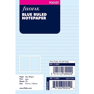 Image of Filofax Pocket Blue Ruled Notepaper