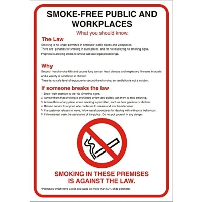 Image of Seco Smoke Free Public &amp; Workplaces What You Should Know Sign, A2 (420mm x 594mm) 1mm Semi Rigid Plastic