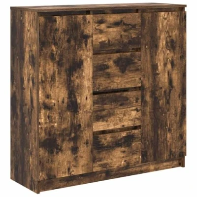 Image of vidaXL smoked oak sideboard with drawers and shelves engineered wood cabinet for living room/dining room/office