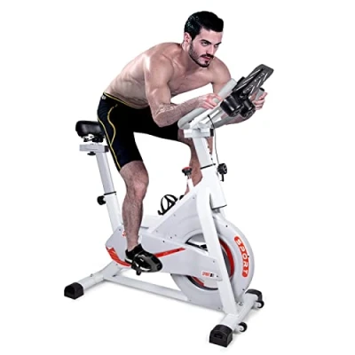 Image of EVOLAND Indoor Cycling Bike, 6kg Flywheel Belt Drive Stationary Bicycle Exercise Bikes with LCD Monitor for Home Cardio Workout Bike Training