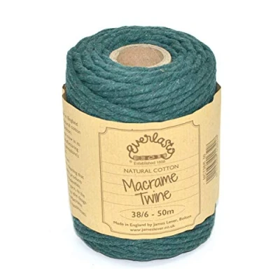 Image of 50M Spools Everlasto Single Twist Soft Cotton Coloured Macrame Craft Twine 38/6 (4mm Approx) (Moss Green)