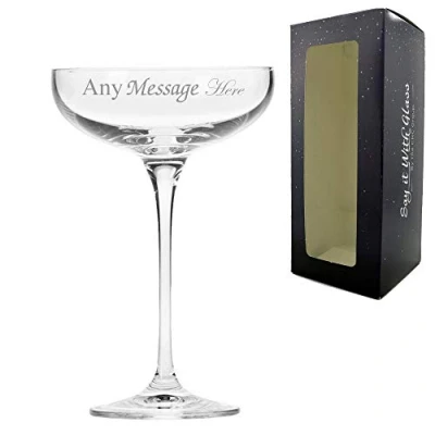 Image of Personalised Engraved 240ml Infinity Champagne Saucer Gift Box Wedding Birthday Christmas