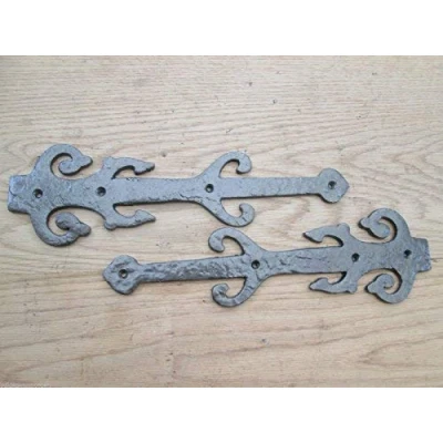 Image of IRONMONGERY WORLD® CAST Iron Vintage Old Style False Dummy Hinge Fronts Doors Gates (305MM X 90MM Gothic)