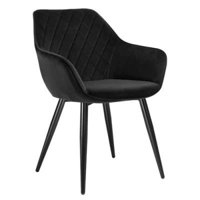 Image of WOLTU 1 X Dining Chair Black Kitchen Reception Velvet with Padded Seat,Chair Arms and Back for Counter Lounge Living Room,BH153sz