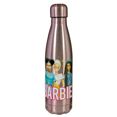 Image of Undercover Barbie Vacuum Flask for Kids Double Wall Insulated 450ml Leak Proof Stainless Steel Pink and Glitter Girls