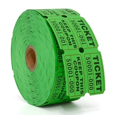Image of L LIKED Raffle Tickets Double Rolls 1000 per Roll 50/50 for Events, Entry, Class Reward, Prizes (Green)