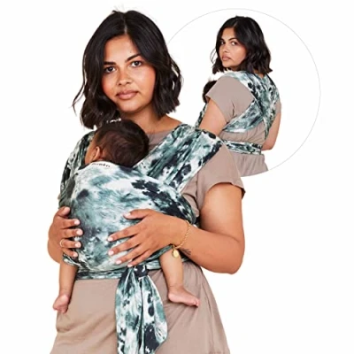 Image of Freerider Co. Baby Sling Stretchy Wrap Carrier Newborn 30lbs Premium Supersoft Tencel Fabric Certified Hip Healthy Award Winning Ergonomic (Verte)
