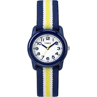 Image of Timex TIME Machines 29mm Blue/Yellow Stripe Elastic Fabric Kids Watch TW7C05800