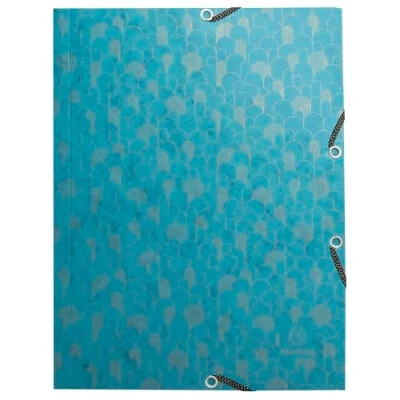 Image of Exacompta Ref 55450E Pack of 4 Neo Deco Elastic folders 3 Flap Pockets in Glossy Card 400 g/m2 Size 24 x 32 cm for A4 documents Assorted Colours