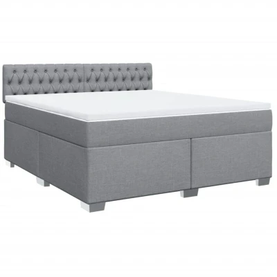 Image of vidaXL Box Spring Bed with Mattress Light Grey 180x200 cm Fabric