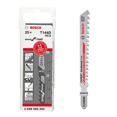 Image of Bosch Professional 25 x T 144 D + 1 Expert Hardwood Fast DHM Jigsaw Blade (for Wood, Hardwood, Accessories Jigsaw)