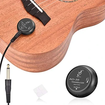 Image of OTraki Acoustic Guitar Passive Pickup Stable Contact Microphone Transducer Self Adhesive Volume Control Piezo Picks Easily AMP UP Pickups for Classical Violin Ukulele Mandolin Banjo Cello