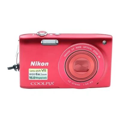 Image of Nikon COOLPIX S3300 Compact Digital Camera Red (16MP, 6x Optical Zoom) 2.7 inch LCD (Renewed)