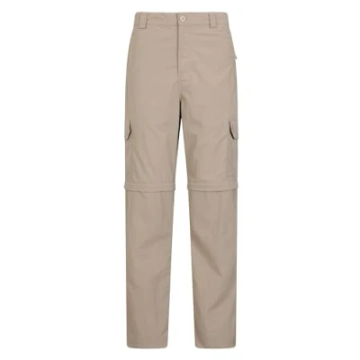 Image of Mountain Warehouse Explore Convertible Mens Trousers Fast Dry, Fade Resistant, Knee Zips Cargo Trousers, Stretch Casual Bottoms for Spring Summer &amp; Travelling Beige Men&#039;s W30