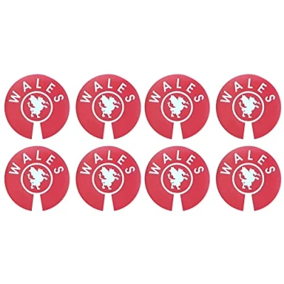 Image of Acclaim Jumbo 6 cm Wales Red White Lawn Bowls Identification Stickers Markers 2 Full Sets Of 4 Self Adhesive