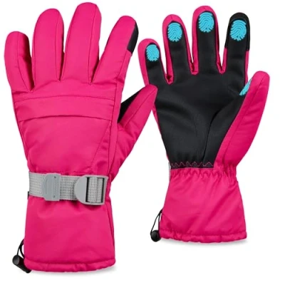 Image of CityComfort Womens Skiing Gloves Fleece Lined Touch Screen with Zip Pocket Waterproof Windproof Snowboarding (Pink)