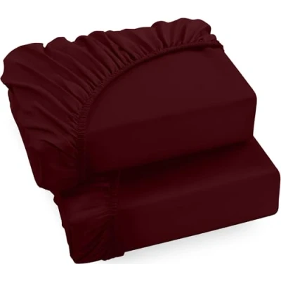 Image of Utopia Bedding Fitted Sheet King (2 Pack), Burgundy Deep Pocket 14 inch (35 cm) Easy Care Soft Brushed Microfibre Fabric Shrinkage and Fade Resistant Bottom