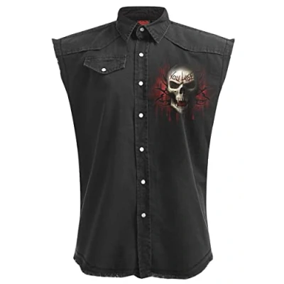 Image of Spiral Game Over Sleeveless Stone Washed Worker Black M