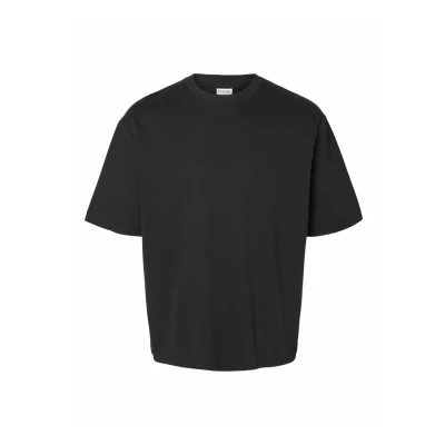 Image of Selected Homme Slhlooseoscar O NECK Basic Tshirt, Men&#039;s, Size: Small, Black
