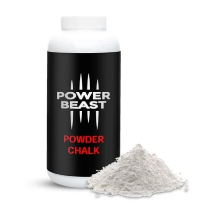Image of POWER BEAST Powder Chalk Bottle Gym 120 Gr 4.3 Oz, Chalk, Magnesium Carbonate for Better Grip, Weightlifting, Rock Climbing, Gymnastics, Bouldering, Pool Billiards.