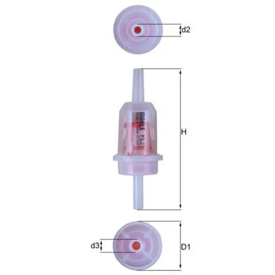 Image of 5008880, A810X9155BA Fuel Filter MAHLE ORIGINAL KL 23 In Line 8mm MERCEDES BENZ: 190, MB 100 Platform/Chassis