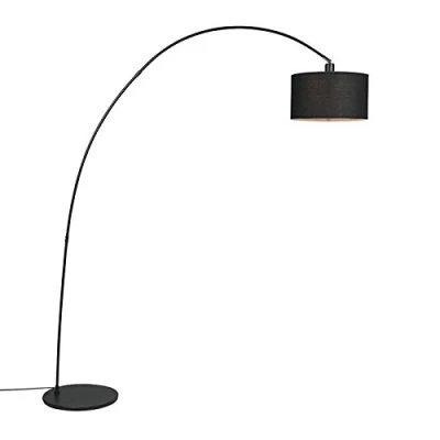 Image of Qazqa Modern Arc Floor lamp I Light Black Vinossa Suitable for LED E27 1 Steel Living Room