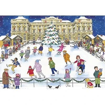 Image of Alison Gardiner Christmas Ice Skating Large A3 Traditional Festive Advent Calendar Made in UK