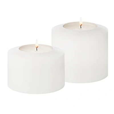 Image of Edzard Cornelius Pine CANDLE_HOLDER, set of 2 (White, 5x7cm and 7x7cm), UV heat resistant, reusable, for standard tea lights transparent higher lights, dishwasher safe