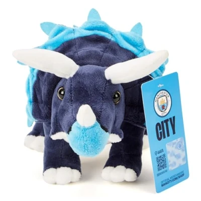 Image of Man City FC Triceratops 30 cm Officially Licensed Dinosaur Plush, for Adults &amp; Kids Manchester The Citizens